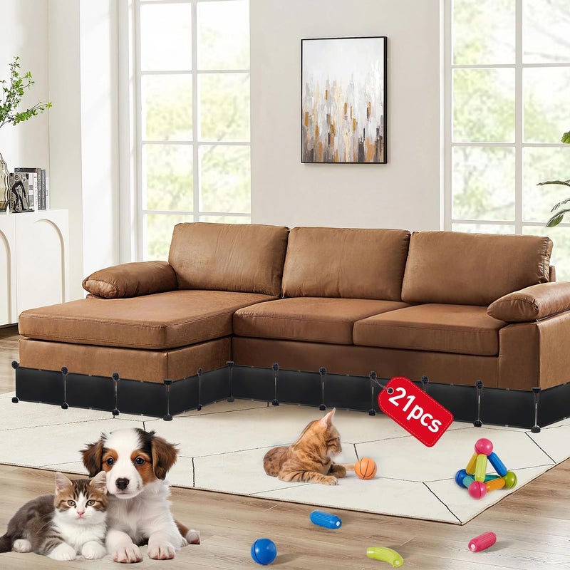 LEICHTEN 6.7" H x 248" L in Total Under Couch Blocker, Adjustable Length Couch Blockers for Pets, Couch Blockers Keep Cat Dog Off Couch, Fits Loveseat, Sofa, Couch, Black - Image 1